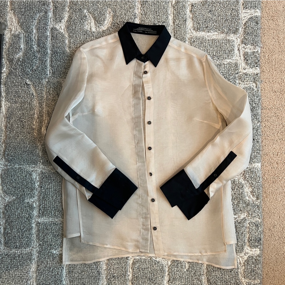 ALLSAINTS sheer organza button down